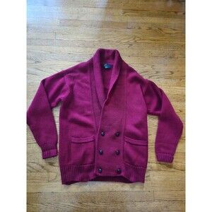 Vtg Club Room 100% Wool Heavy Weight Red Cardigan Sweater Size Small Grandpa